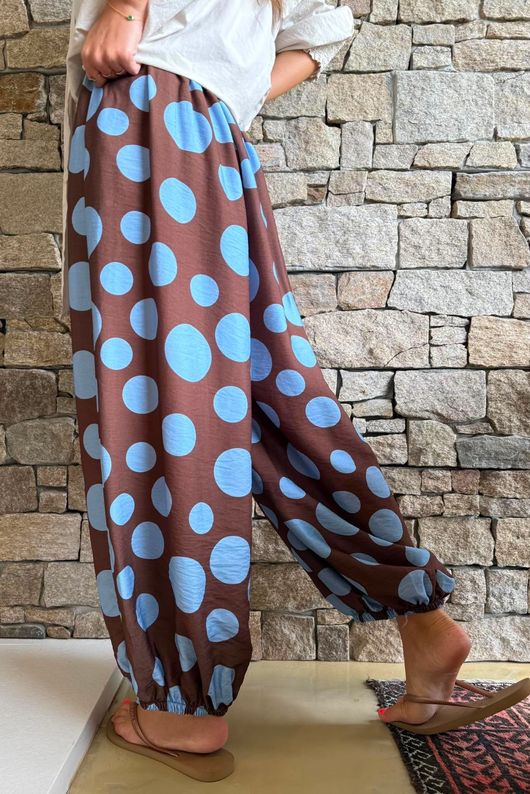Basso Big Dot Balloon Cuff Pant Chocolate & Denim